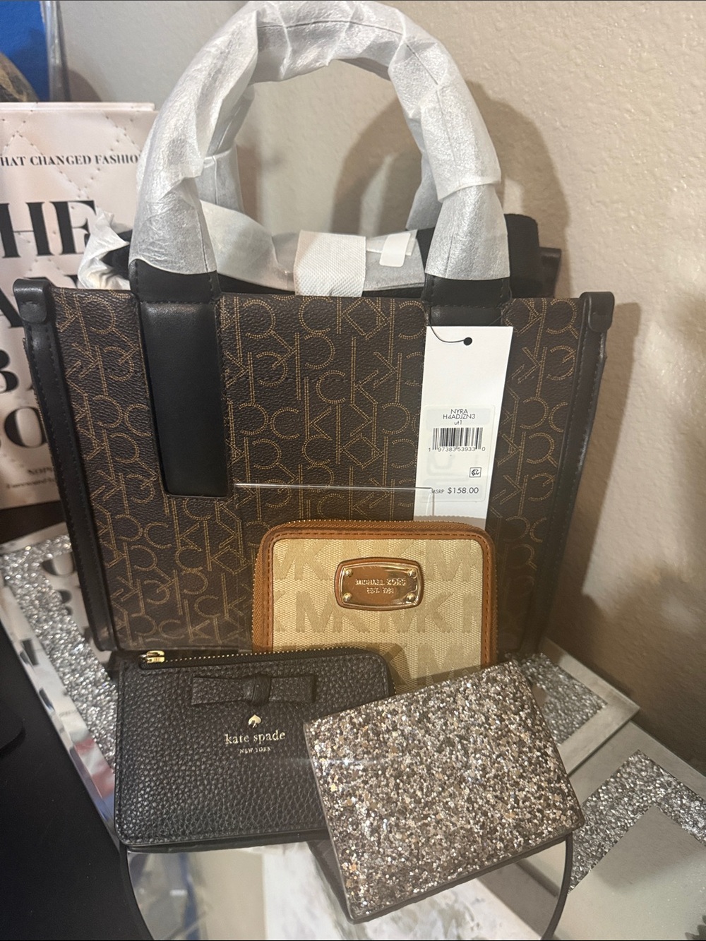 $10 start-@onlyfancybags show CKBrown Monogram Tote & MK/Kate Spade Wallets-4